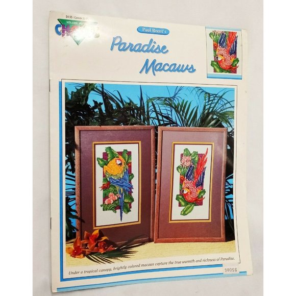 Paradise Macaws Birds Parrots Cross Stitch Leaflet Book Color Charts 1990 10205 - Picture 1 of 6